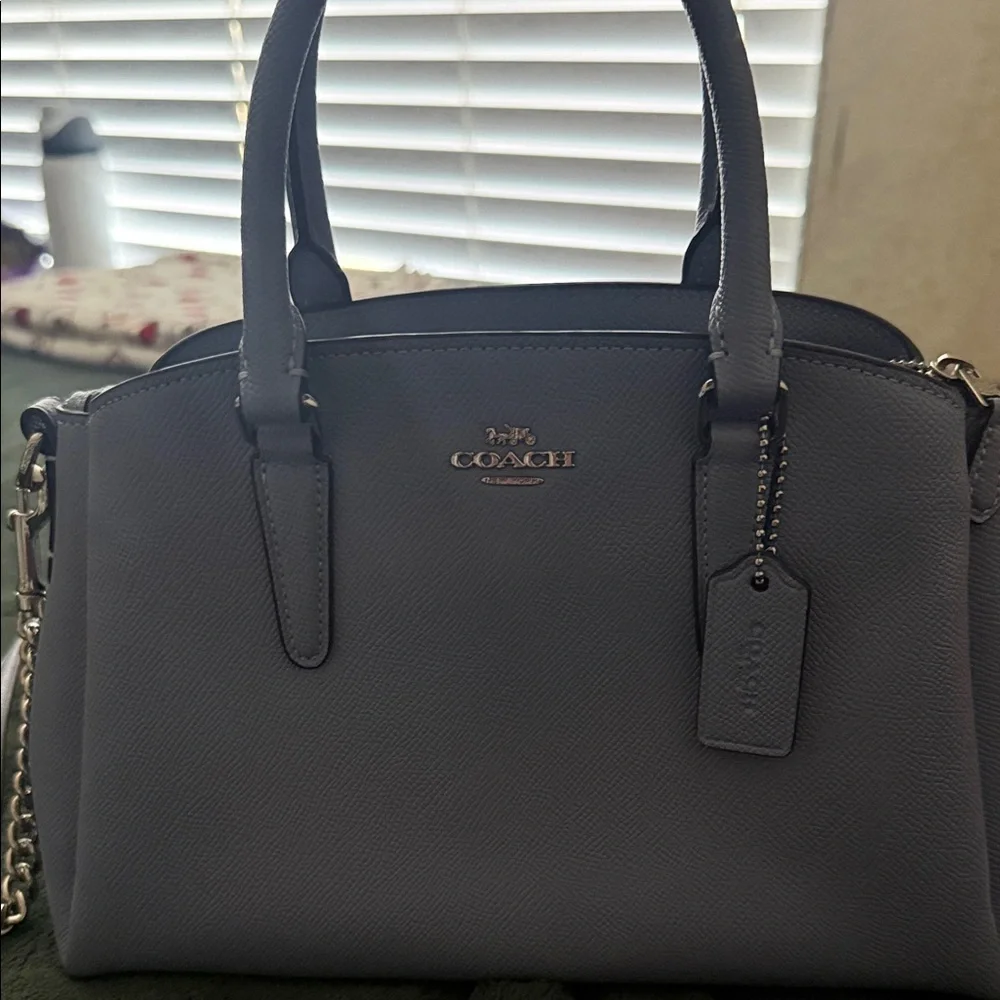 Coach Light Blue Leather Shoulder Bag with silver Accents - Picture 2 of 6